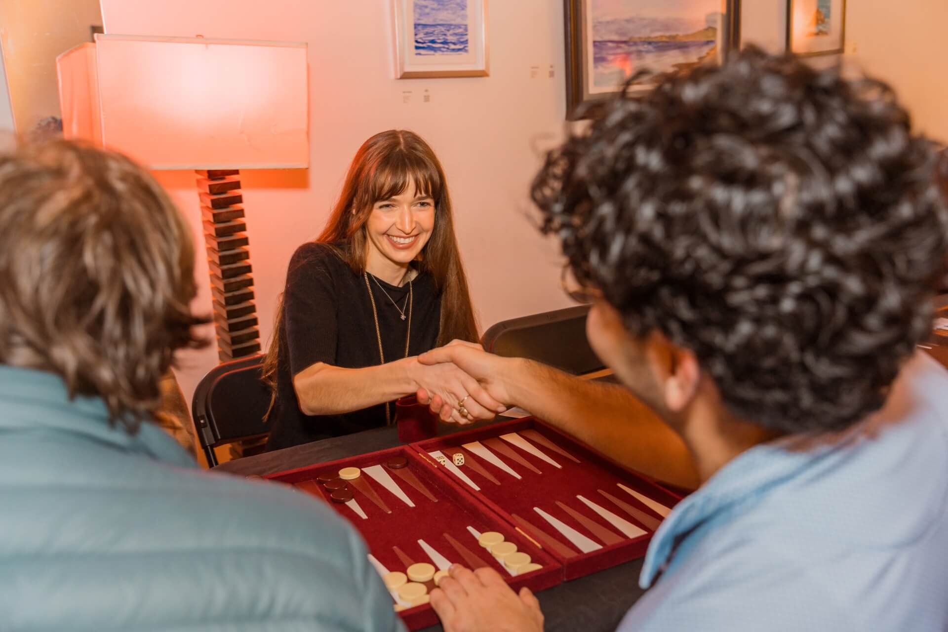 Backgammon games with casual laughing